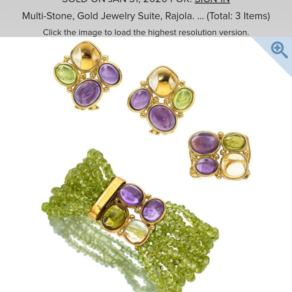 Rajola 18K Italian 4 stone Cabochon Bracelet Peridot beaded bracelet